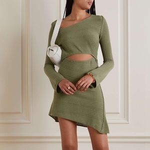 IOANNES asymmetric cutout kitted mini dress in khaki